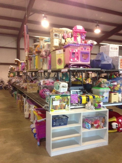 Sale items on display at the Trendy Trades Consignment sale